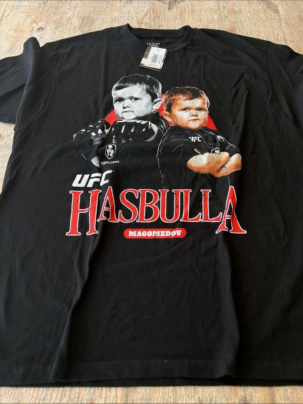 UFC Black Hasbulla Graphic Tee with Red & White Print